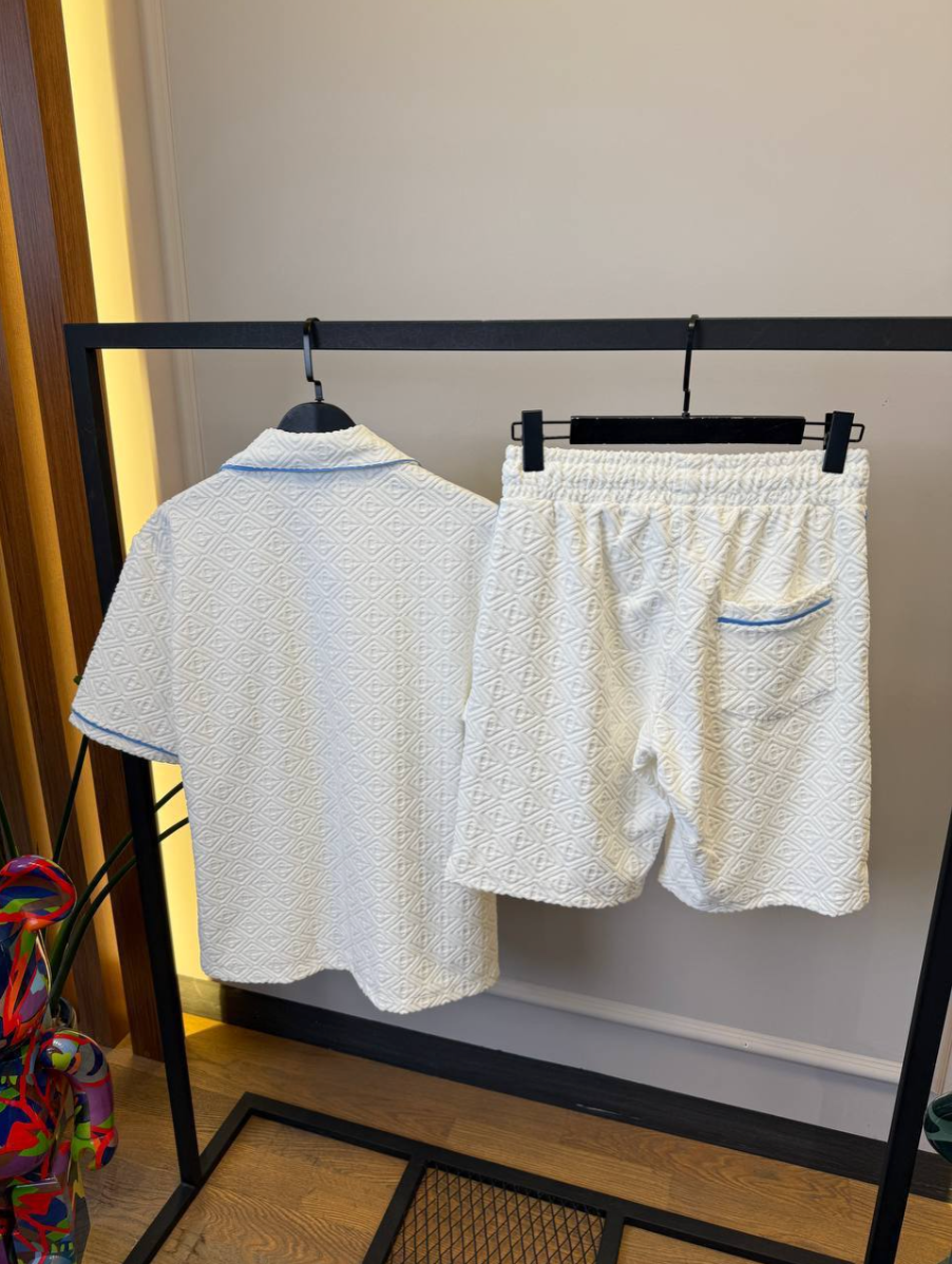Tennis Stripe Towelling Shirt & Shorts Set