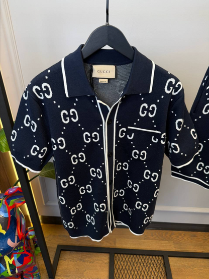 Cotton Jacquard Bowling Shirt & Shorts Set