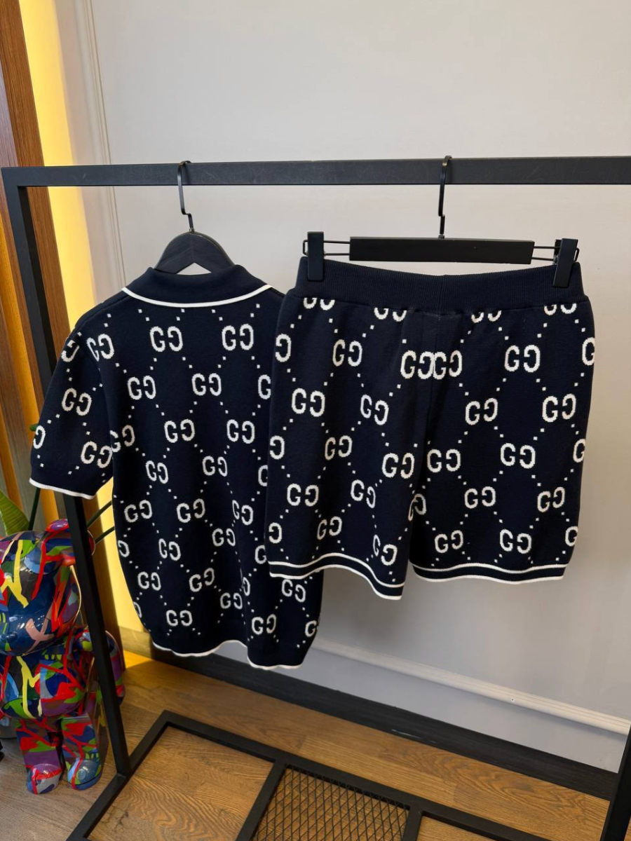 Cotton Jacquard Bowling Shirt & Shorts Set
