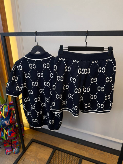 Cotton Jacquard Bowling Shirt & Shorts Set