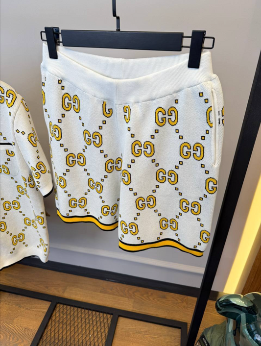 Cotton Jacquard Bowling Shirt & Shorts Set