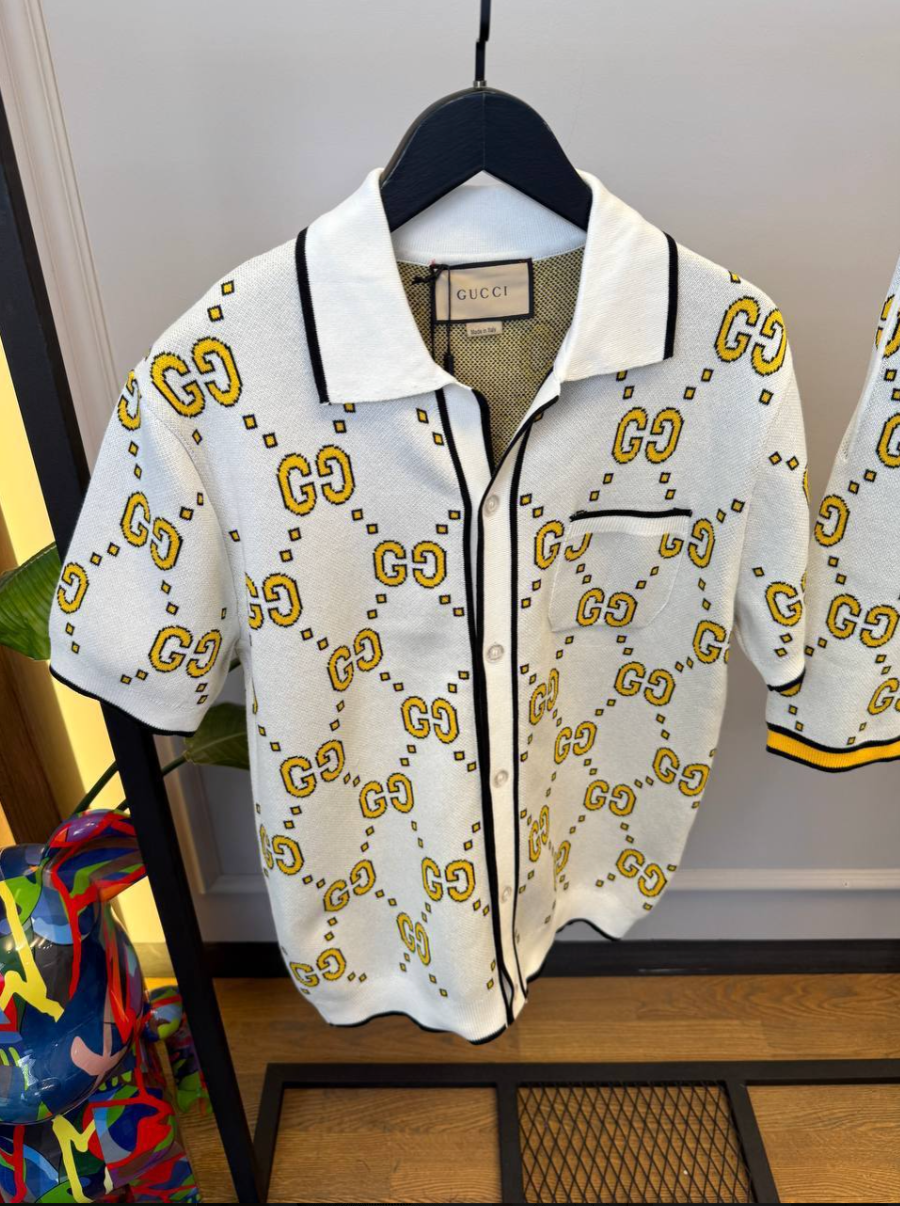 Cotton Jacquard Bowling Shirt & Shorts Set
