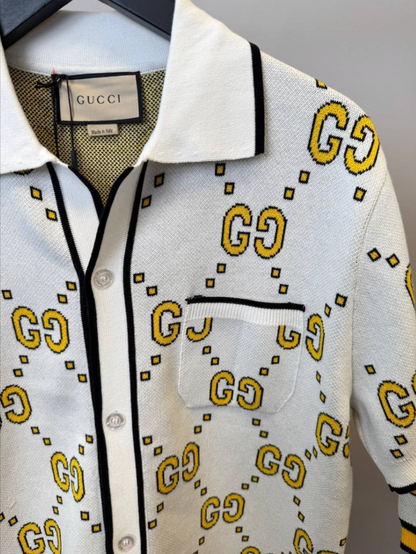 Cotton Jacquard Bowling Shirt & Shorts Set