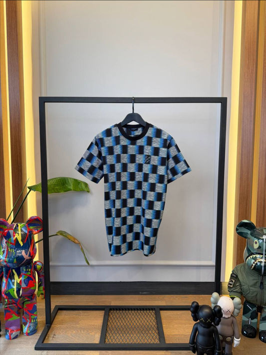 Damier Short-Sleeved Cotton T-Shirt
