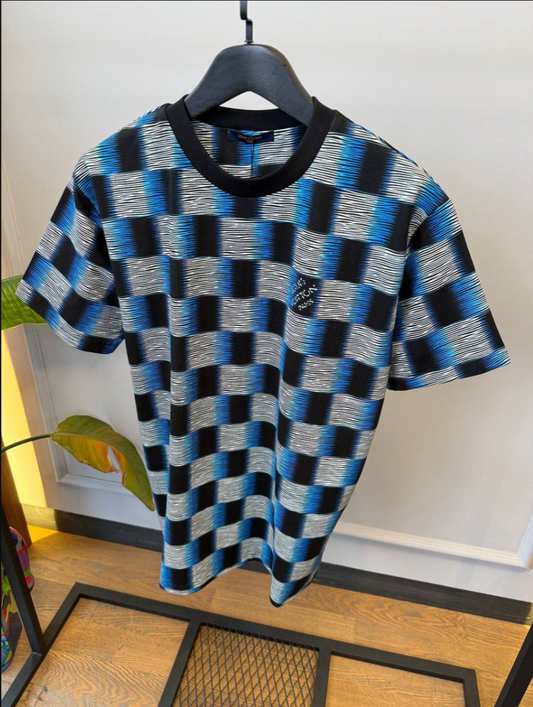 Damier Short-Sleeved Cotton T-Shirt