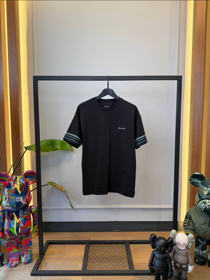 Black Short-Sleeved Logo Cotton T-Shirt