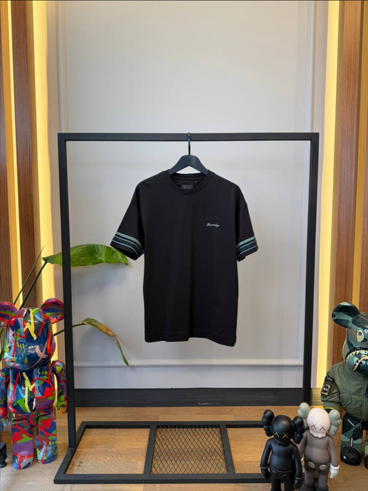 Black Short-Sleeved Logo Cotton T-Shirt