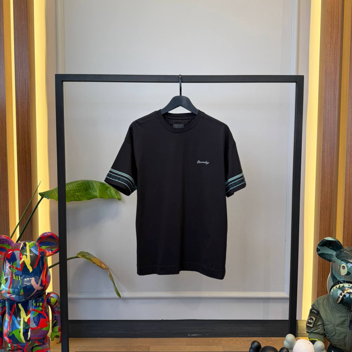 Black Short-Sleeved Logo Cotton T-Shirt