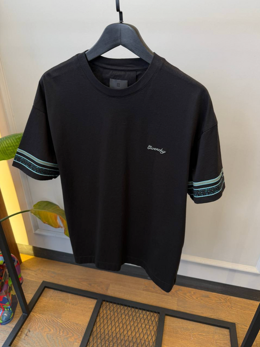 Black Short-Sleeved Logo Cotton T-Shirt