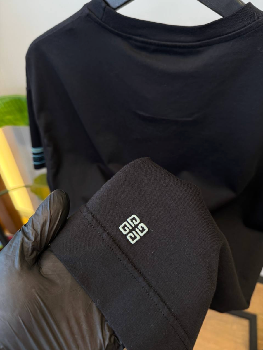 Black Short-Sleeved Logo Cotton T-Shirt