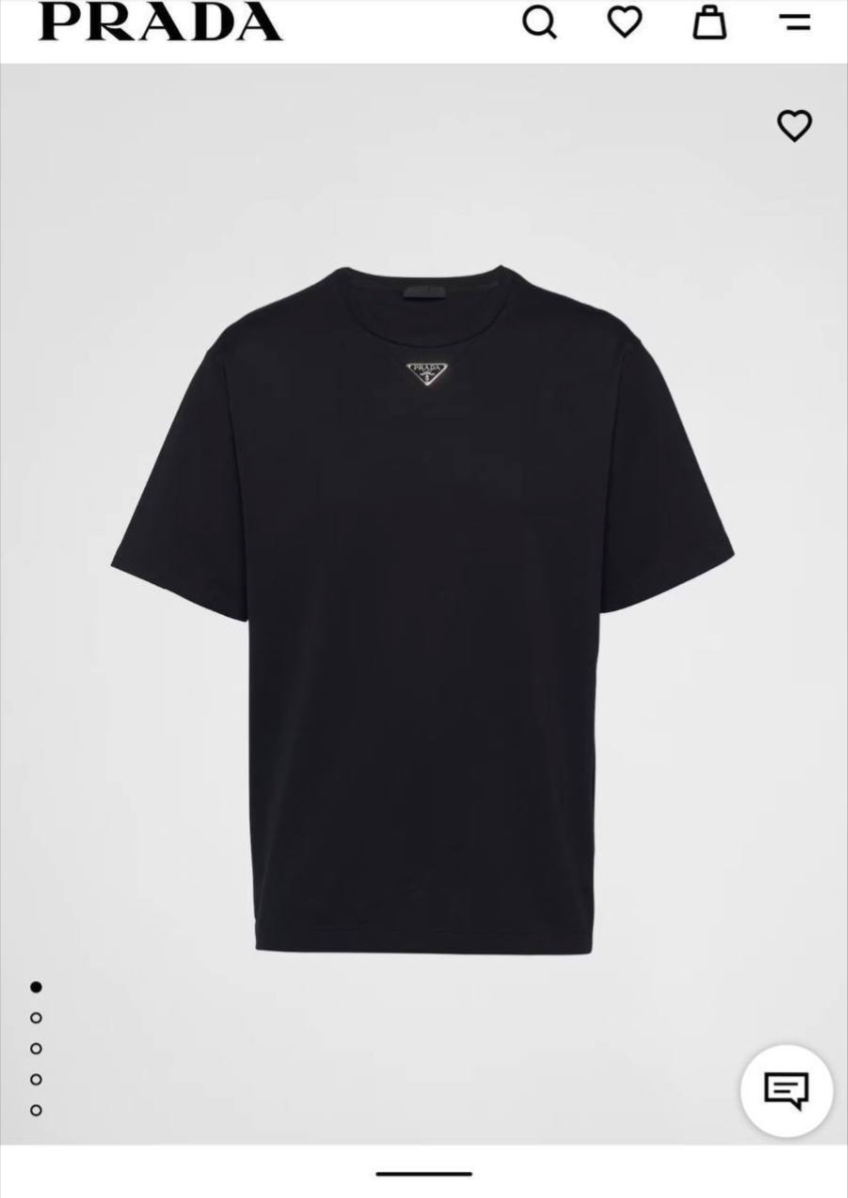 Black Interlock Jersey T-Shirt with Enamel Triangle Logo