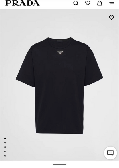 Black Interlock Jersey T-Shirt with Enamel Triangle Logo