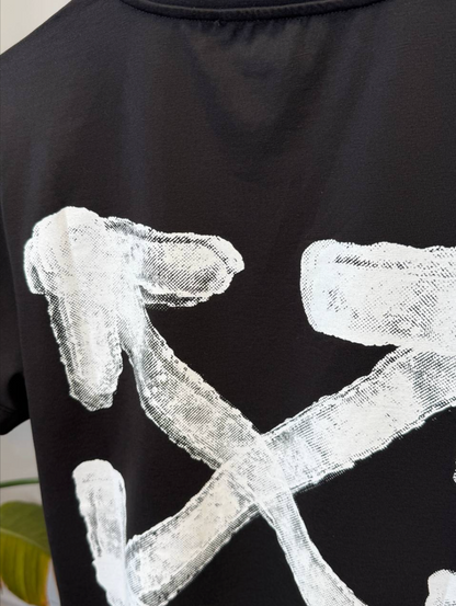 Black Arrow Print Cotton T-Shirt