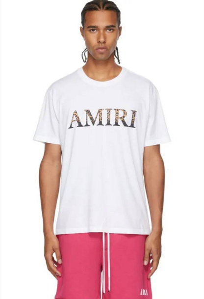 Leopard Logo Print Cotton T-Shirt