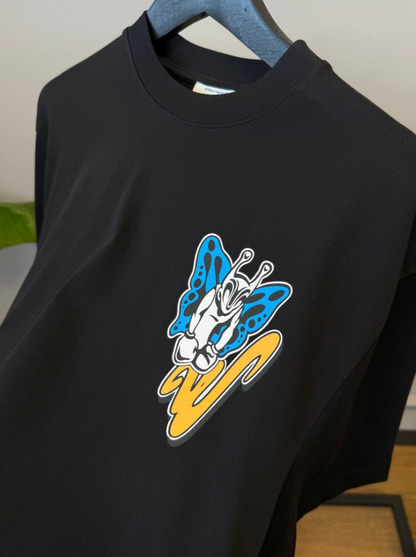 Graphic Butterfly & Cartoon Print T-Shirt
