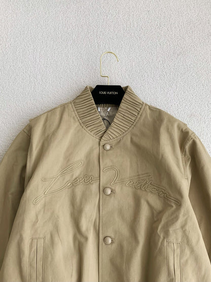 Beige Embroidered Bomber Jacket