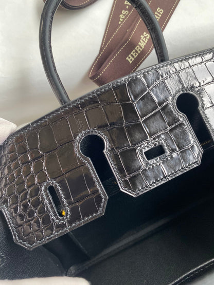 Birkin 25 Togo Leather & Crocodile Leather Bag